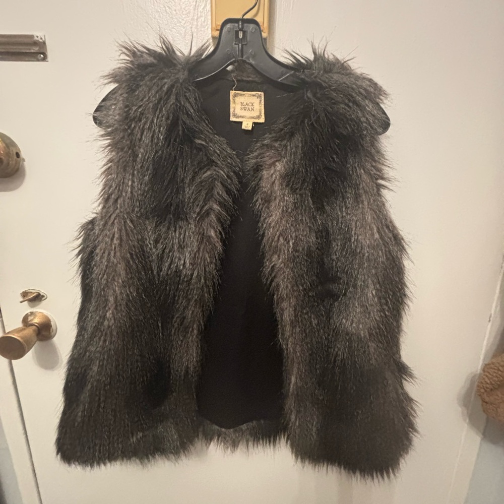 Black/Gray Faux Fur Vest